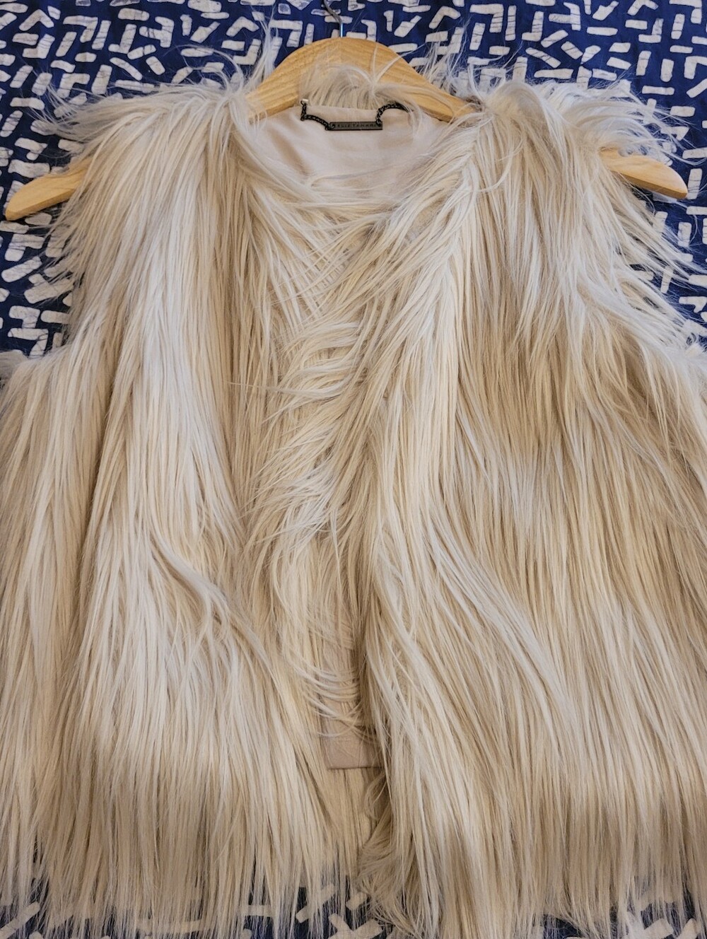 Faux Fur Vest in Light Beige - Women's Coat, XS